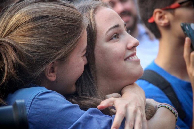 3de9 amb folre Castellers de Gràcia a Gràcia, Agost 2018