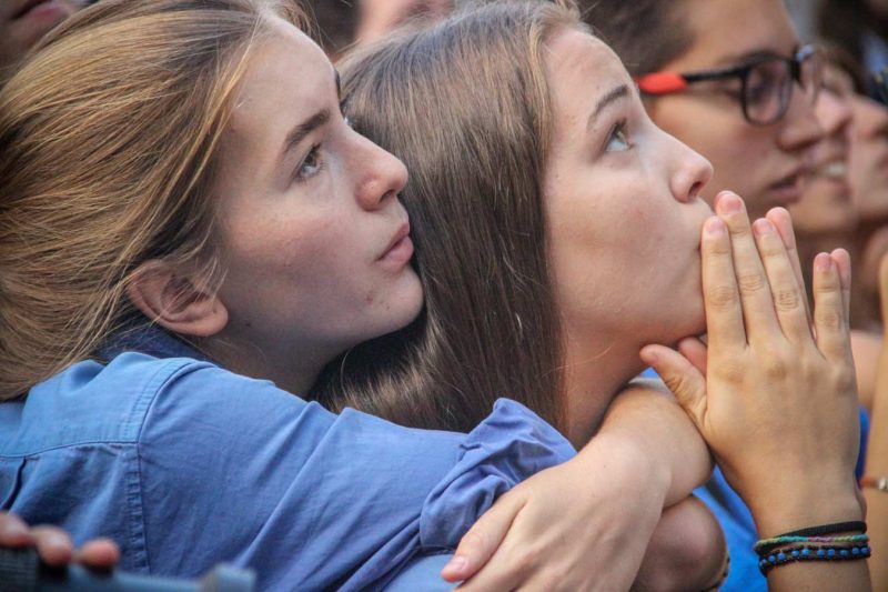 3 de 9 amb folre Castellers de Gràcia a Gràcia, Agost 2018