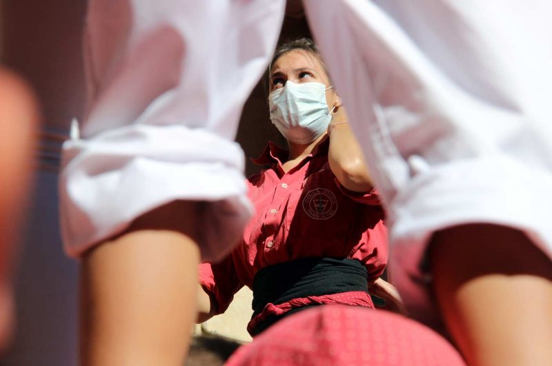 mascareta Colla Joves Xiquets de Valls, Diada de Santa Úrsula, Valls, Octubre 2021